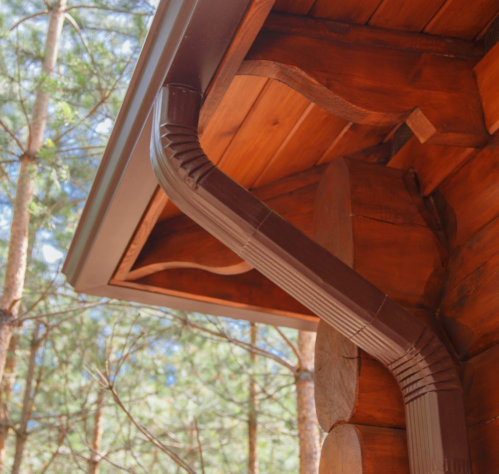 Roof Gutter System on log house